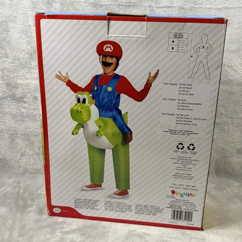 Super‎ Mario Bros. Mario Riding Yoshi Inflatable Costume Disguise With Fan